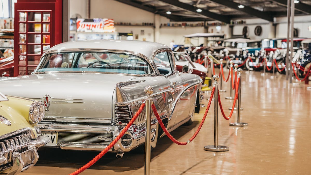 Cars on display inside the Gold Coast Motor Museum