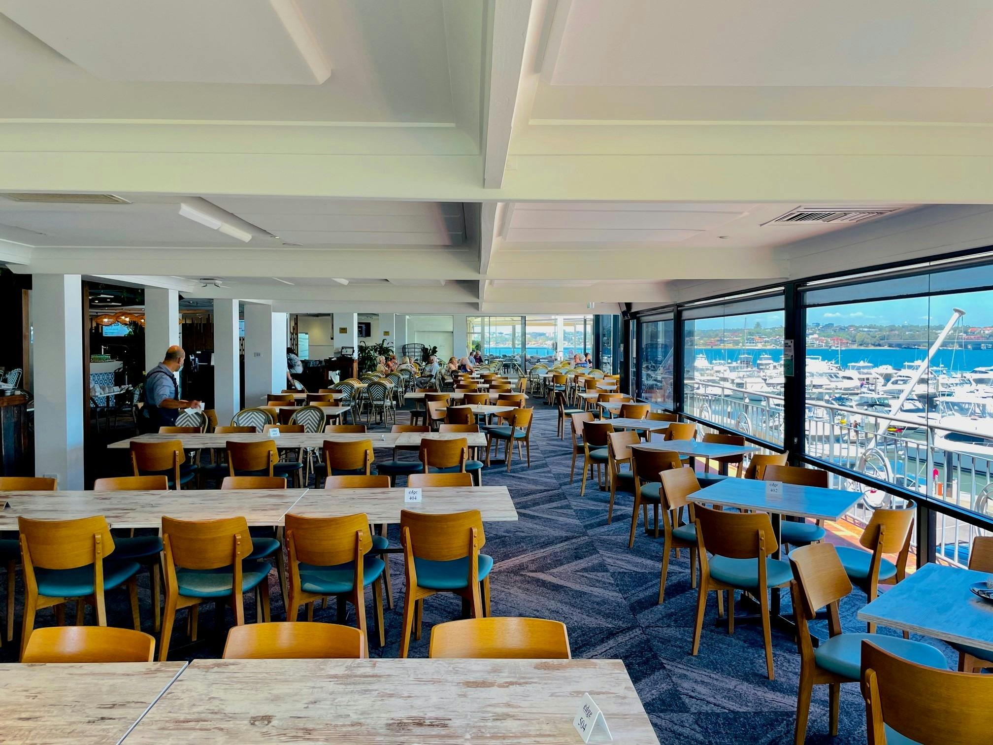 The restaurant over looks the waters of Kogarah Bay and the marina