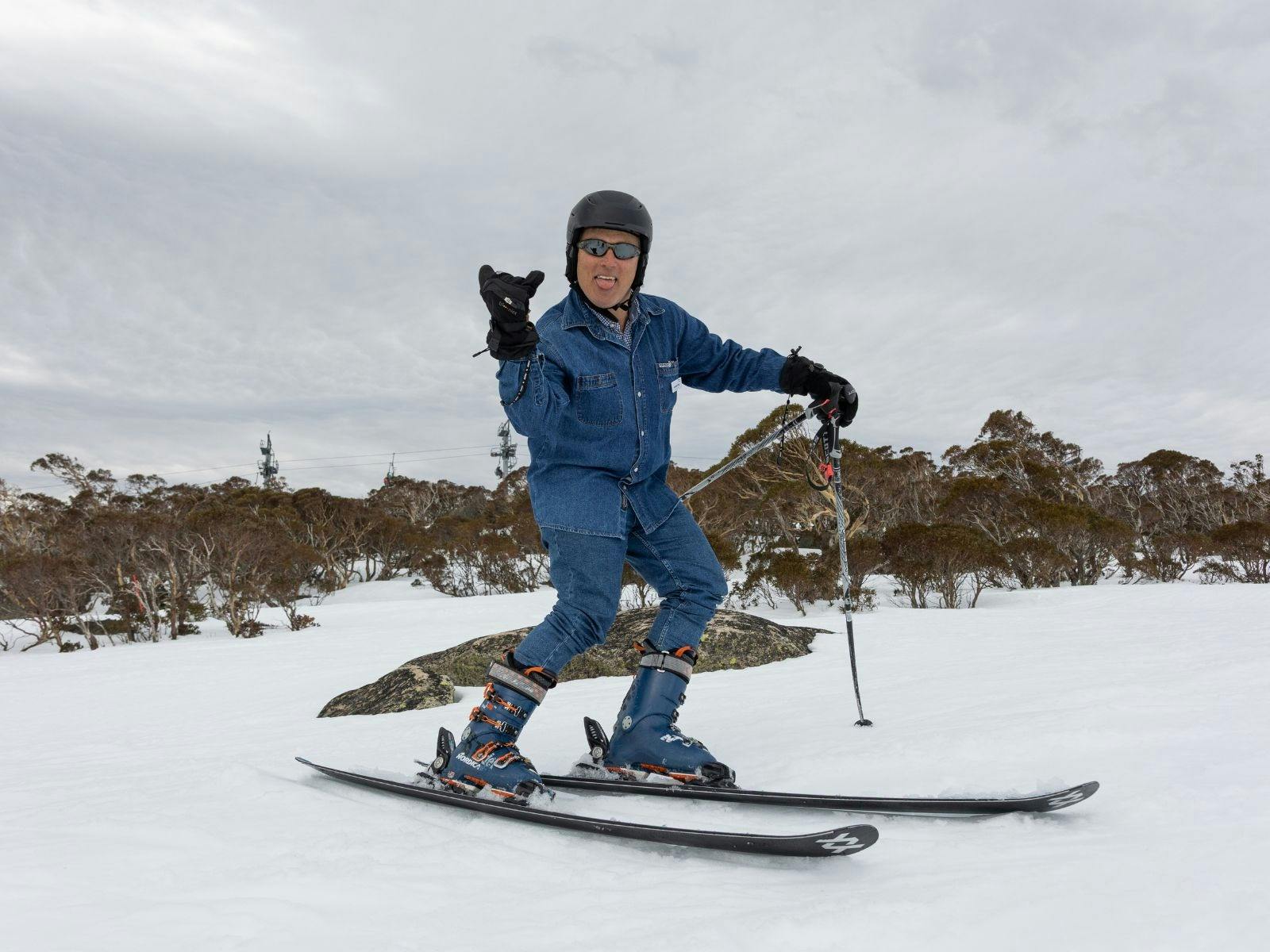 Double Denim Skier at Rad Dad Day 2025