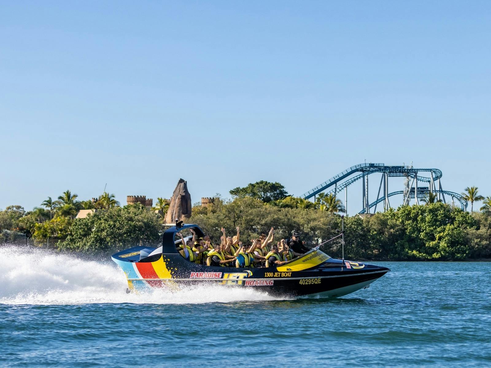 Paradise Jet Boat driving past Seaworld