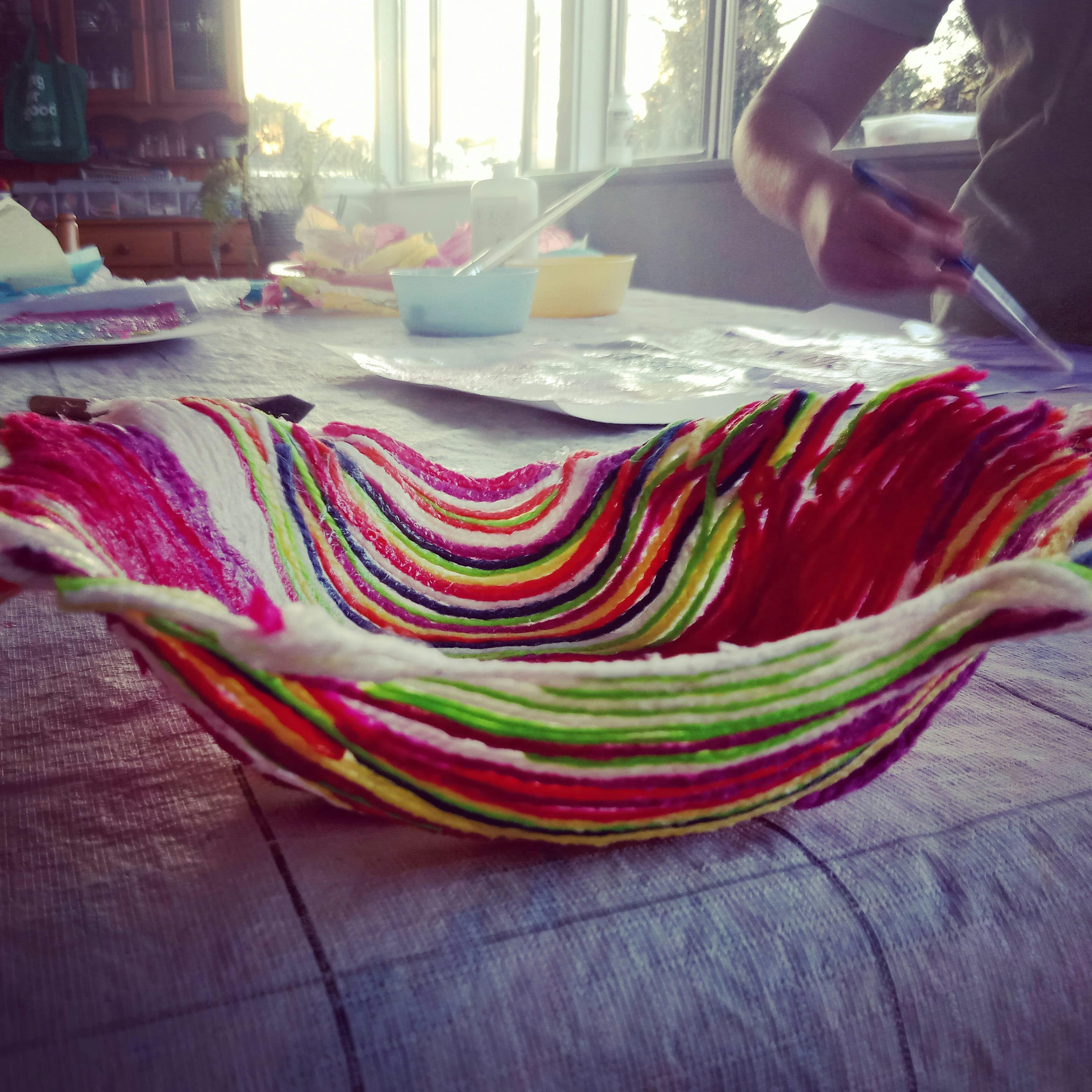 Bowl made with string and glue