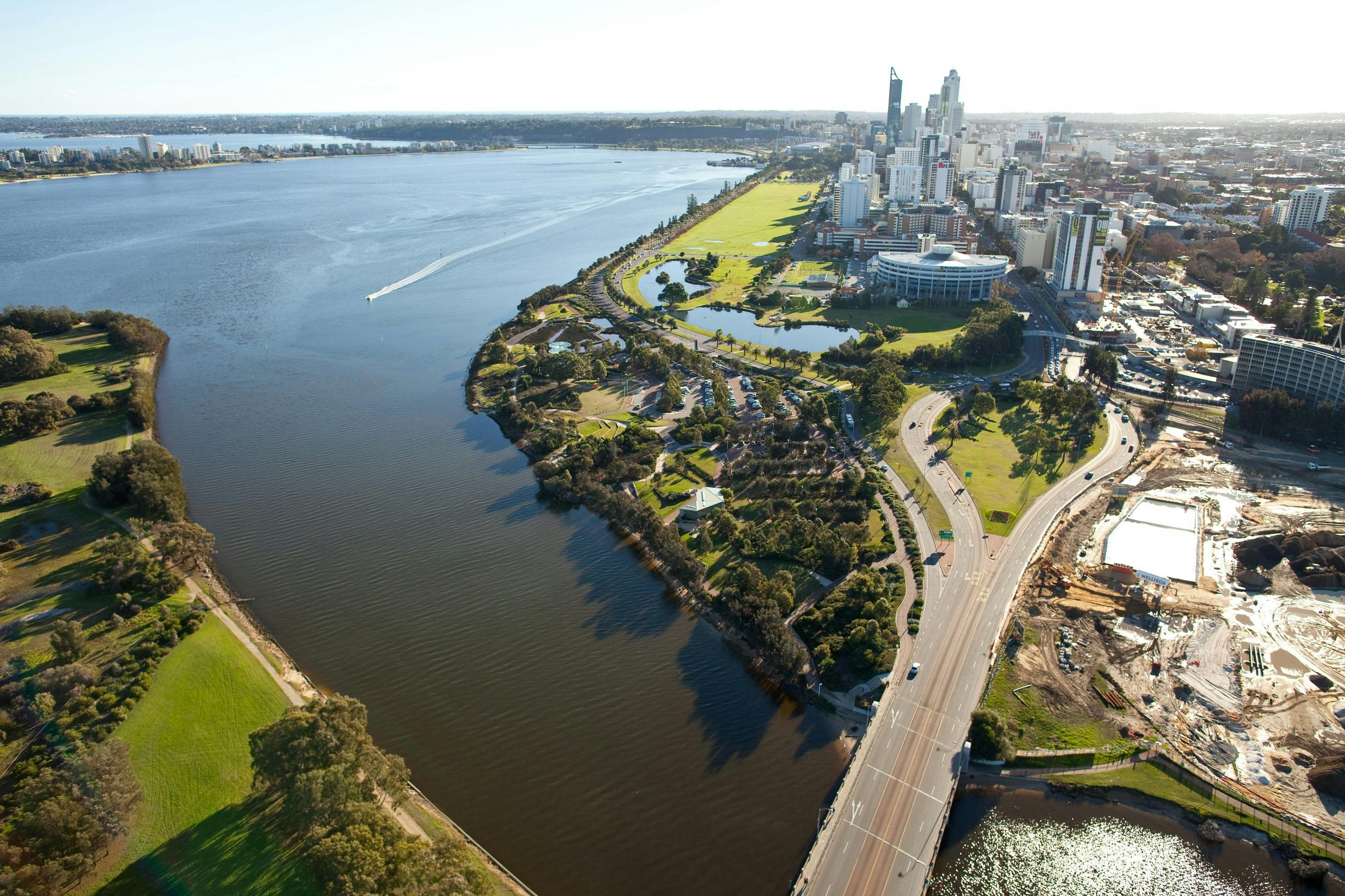 Perth and Swan River aerial