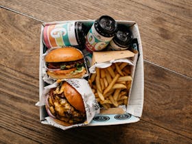 Ocean Grove burger and beer box