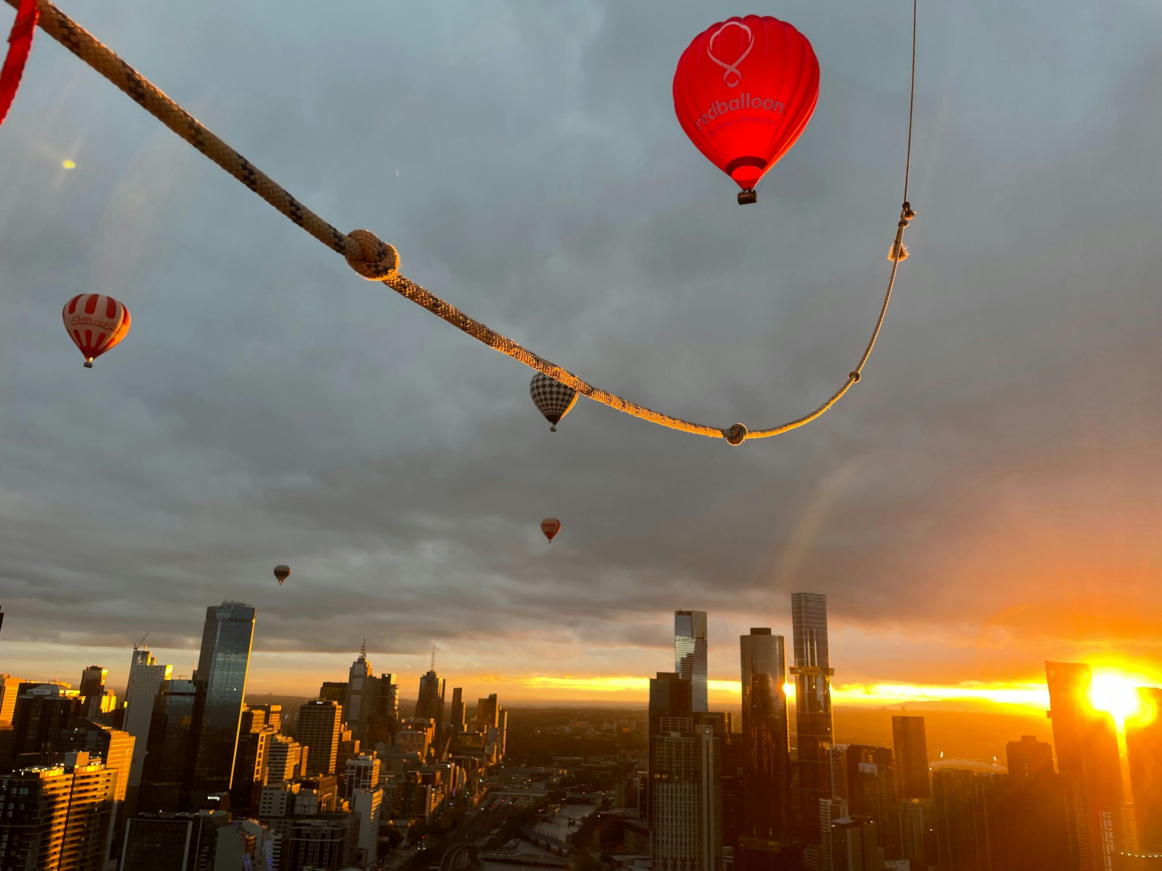 Sun rising over Melbourne from a balloon