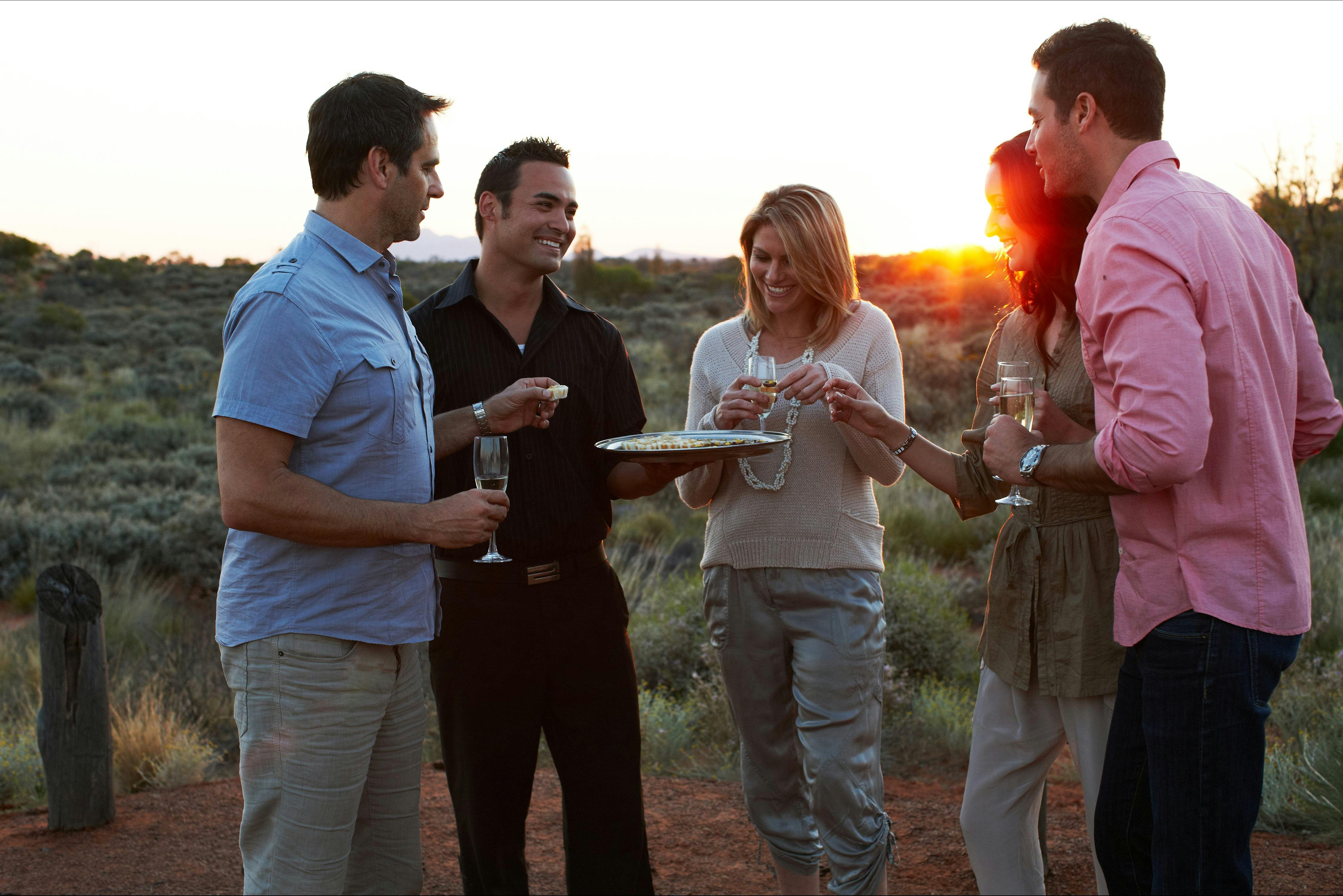 Sunset canapes on dune top at the Sounds of Silence