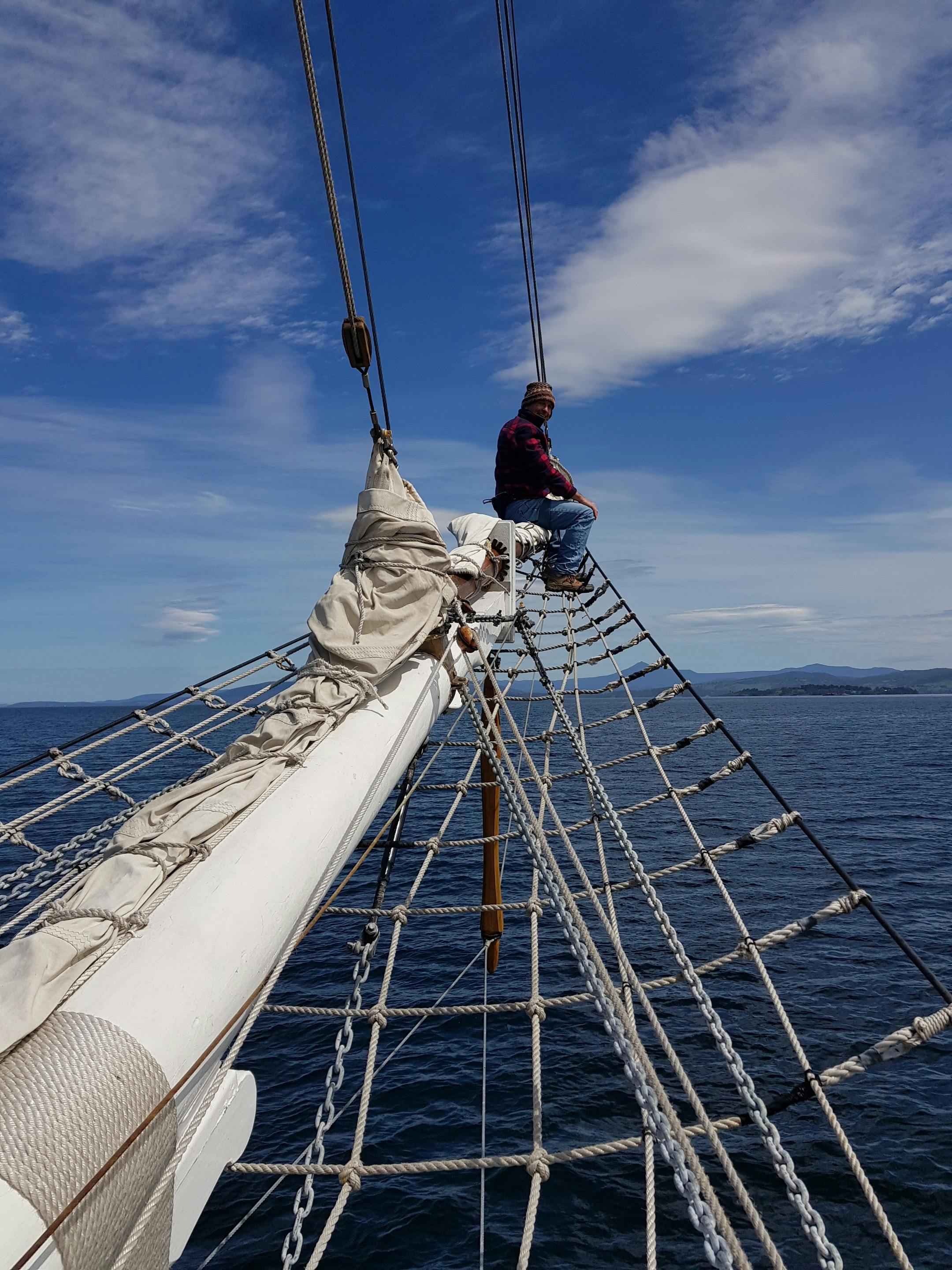 Passenger on end of the bowsprit
