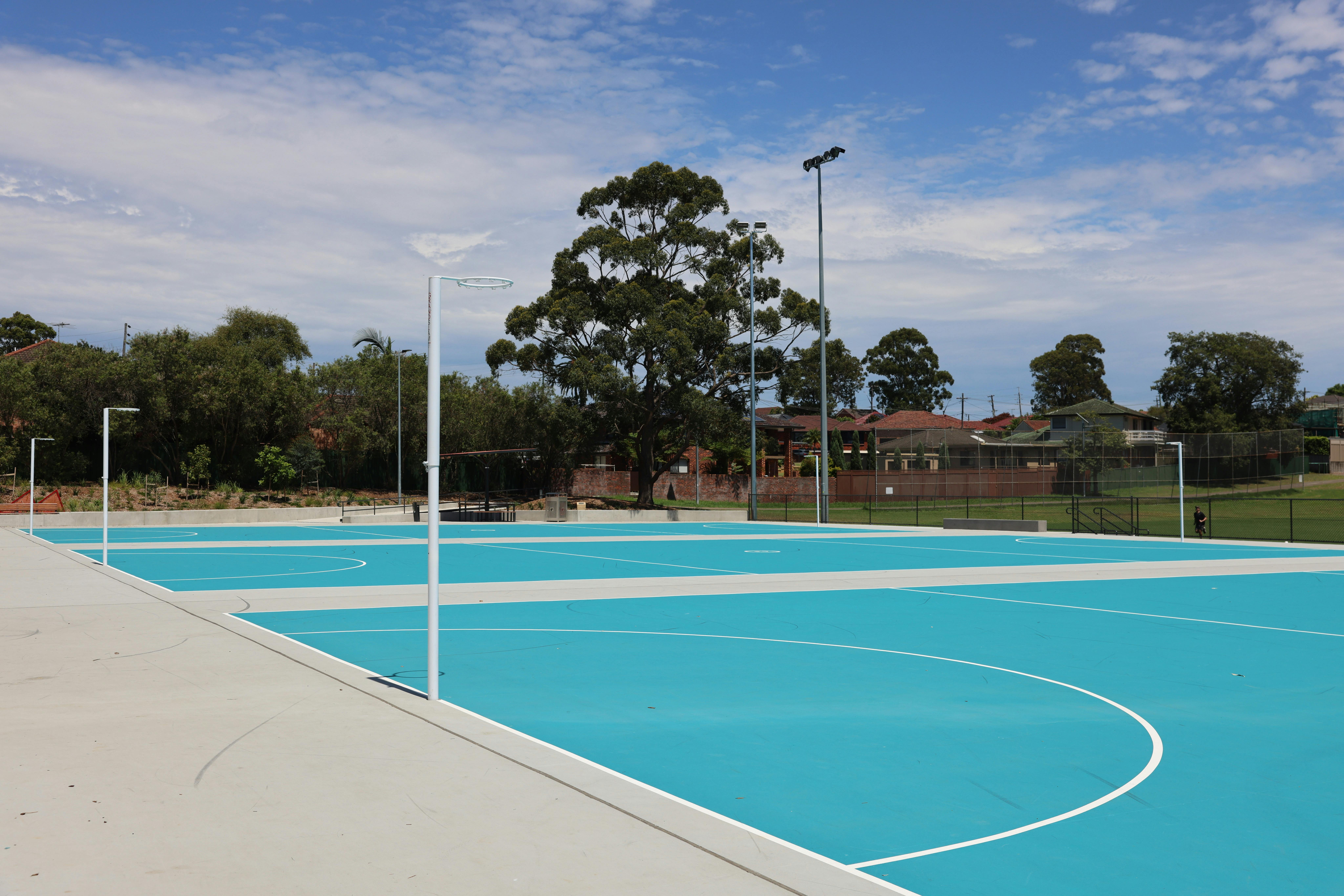 The new resurfaced netball courts