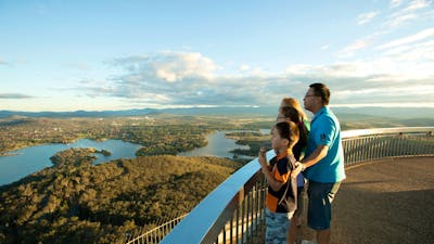 Family looking over Canberra from the Telstra Tower lookout