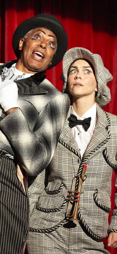 2 people on stage