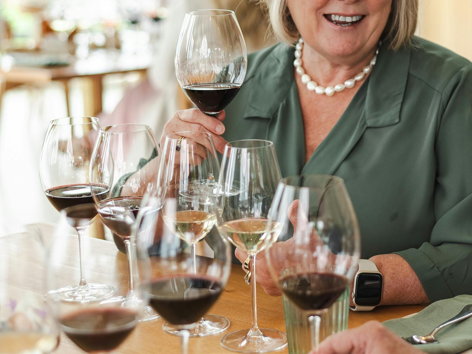 Woman tasting wines at the Wonder Room
