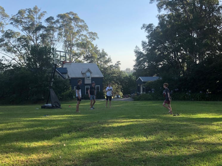 Basketball on the lawn
