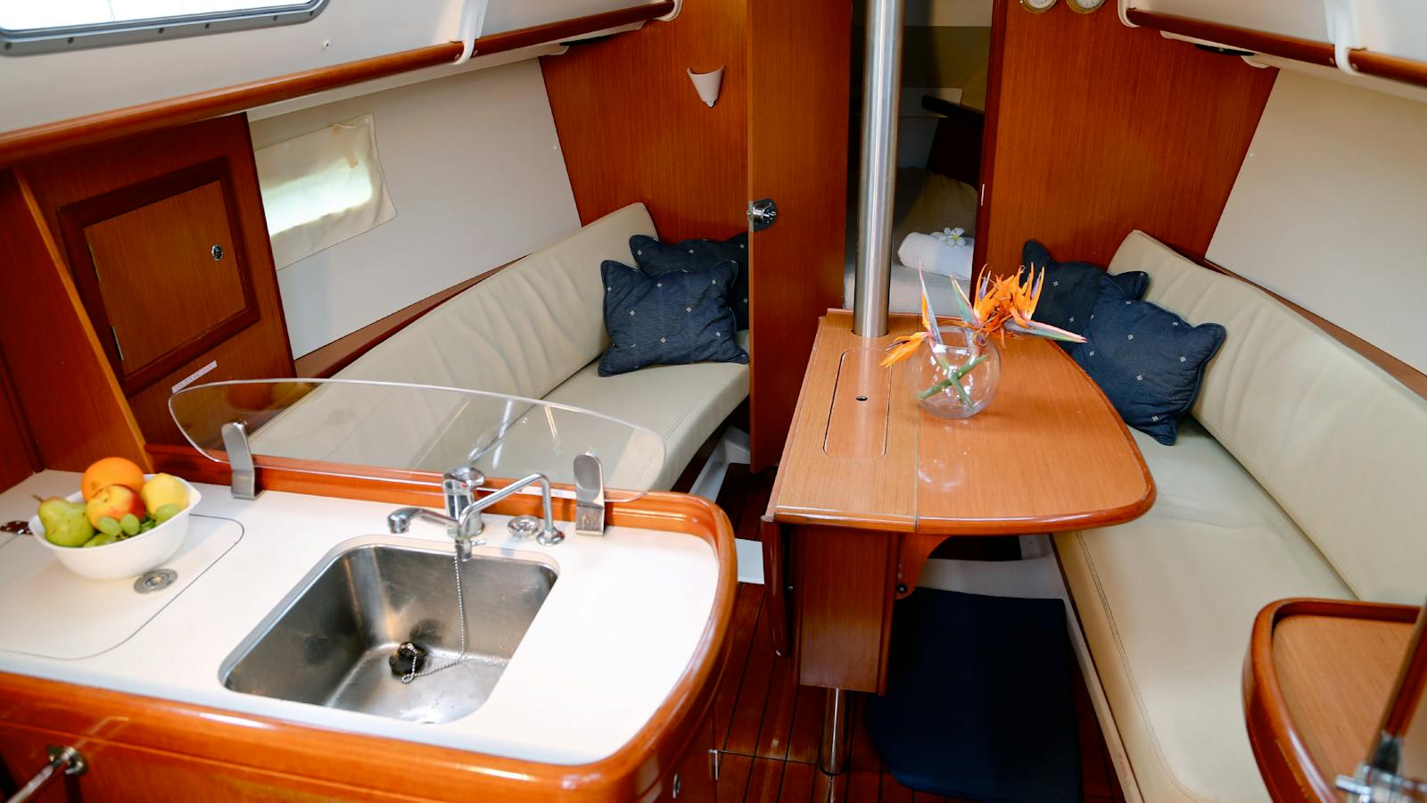 Galley and saloon