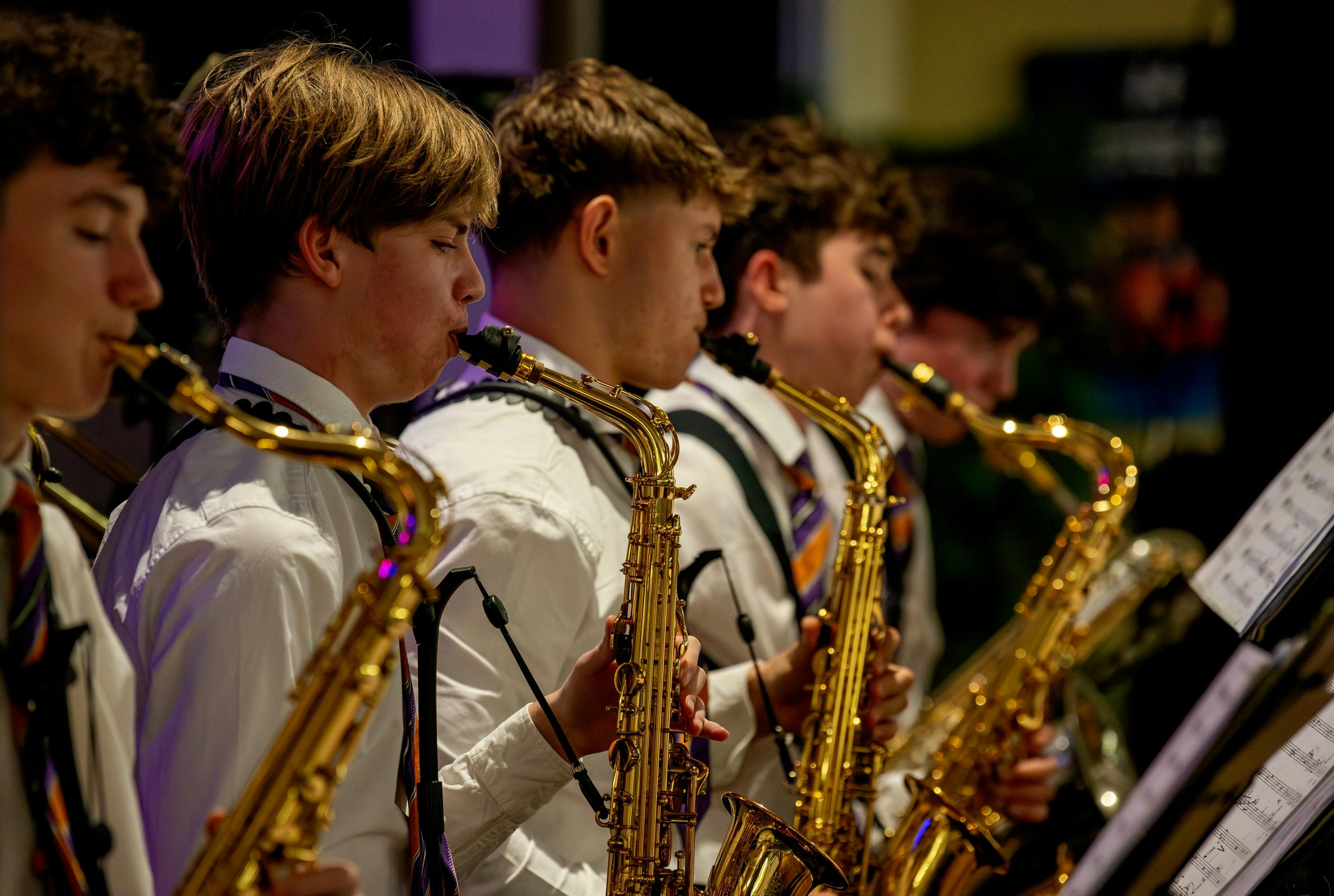 Young sax players in a big band