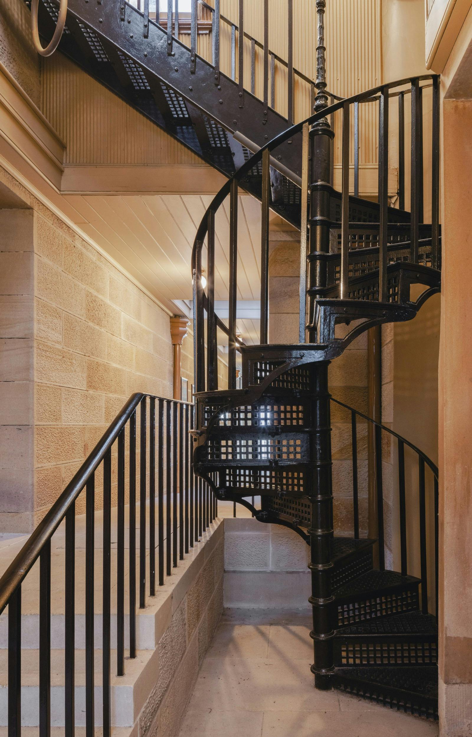 Staircase in sandstone corridor outside Police Court, Justice & Police Museum