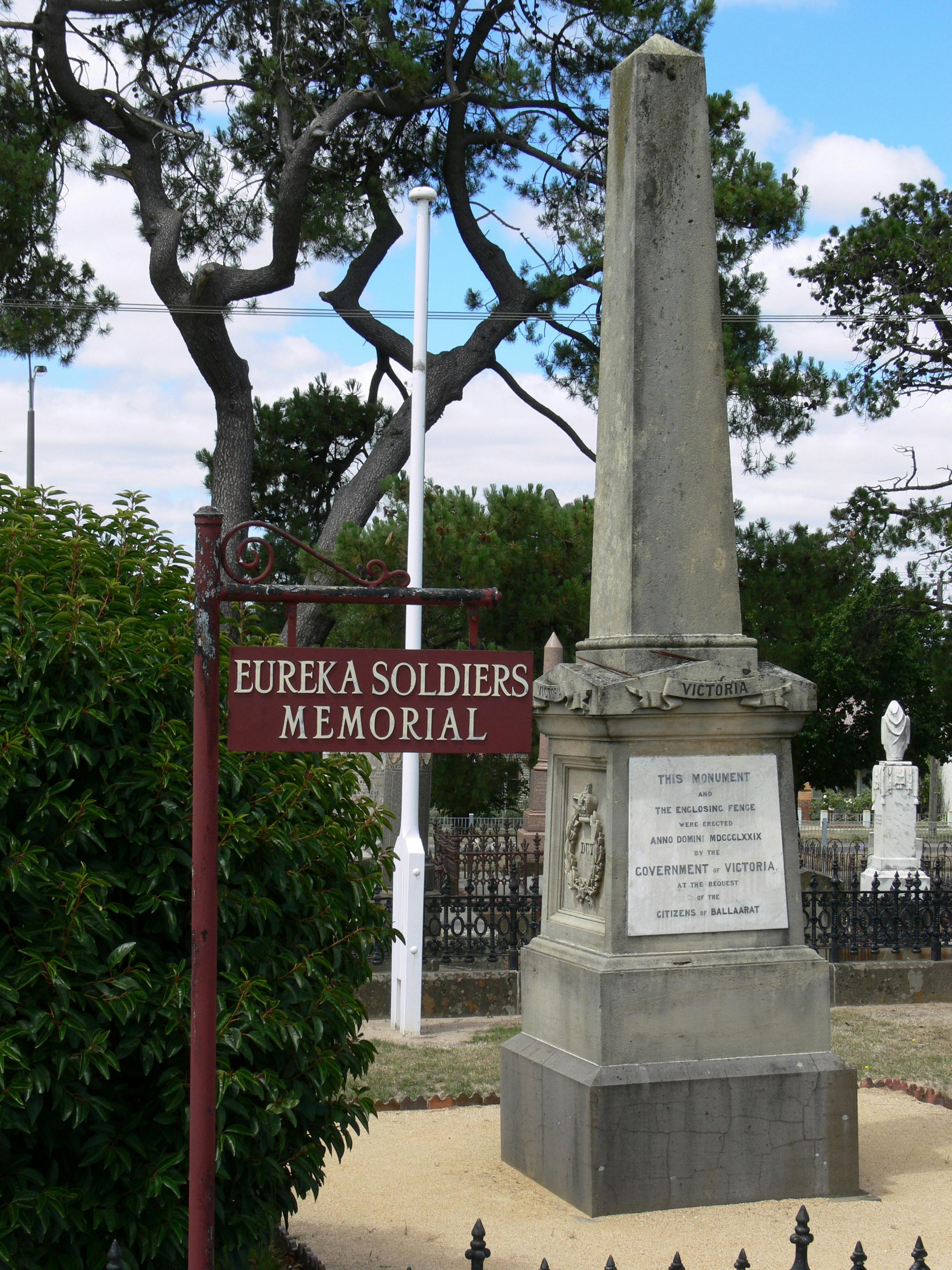 The opening procession of the Eureka Ceremony starting at the front gates of Ballarat Old Cemetery.