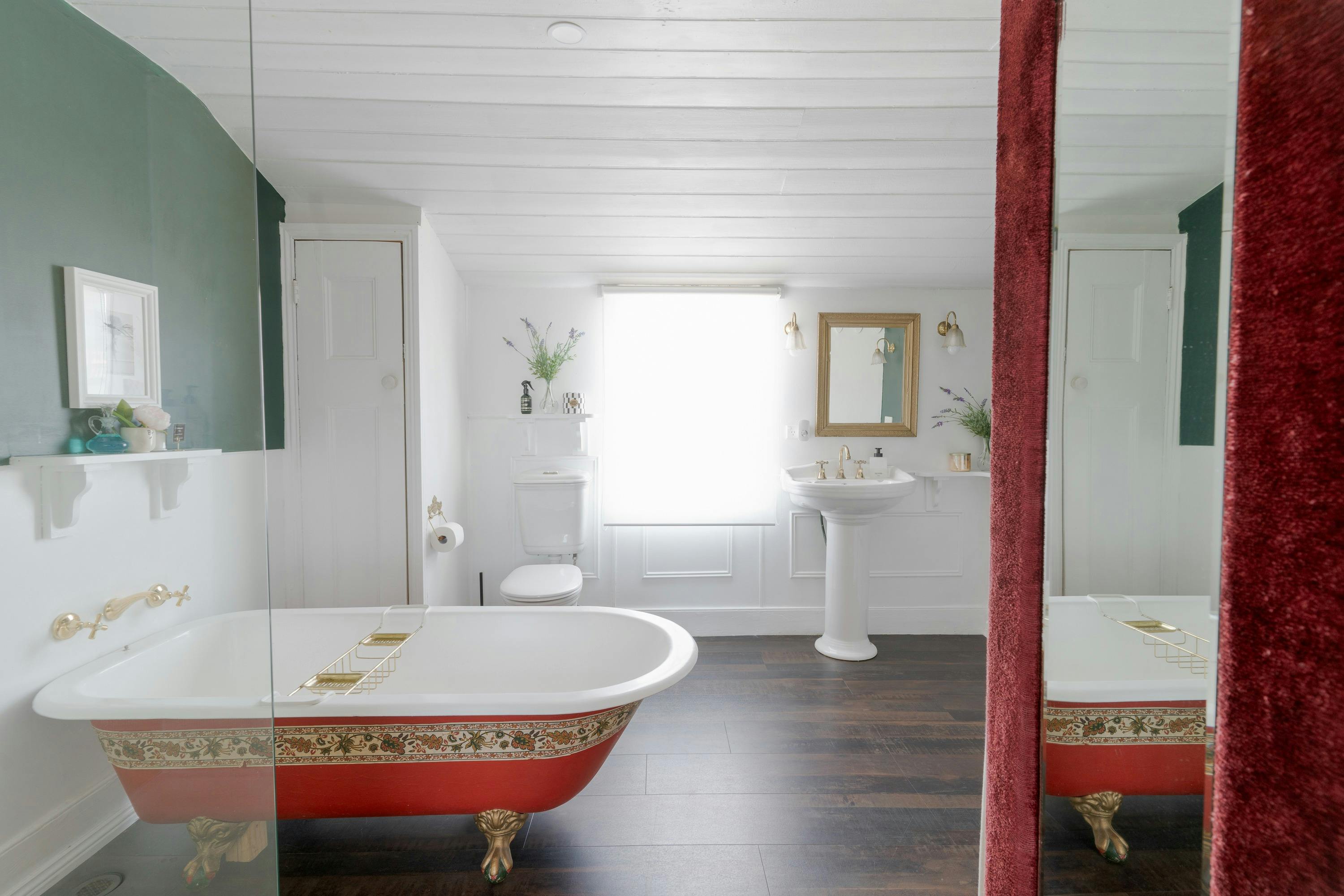 Scottish Cottage bathroom featuring claw foot bath