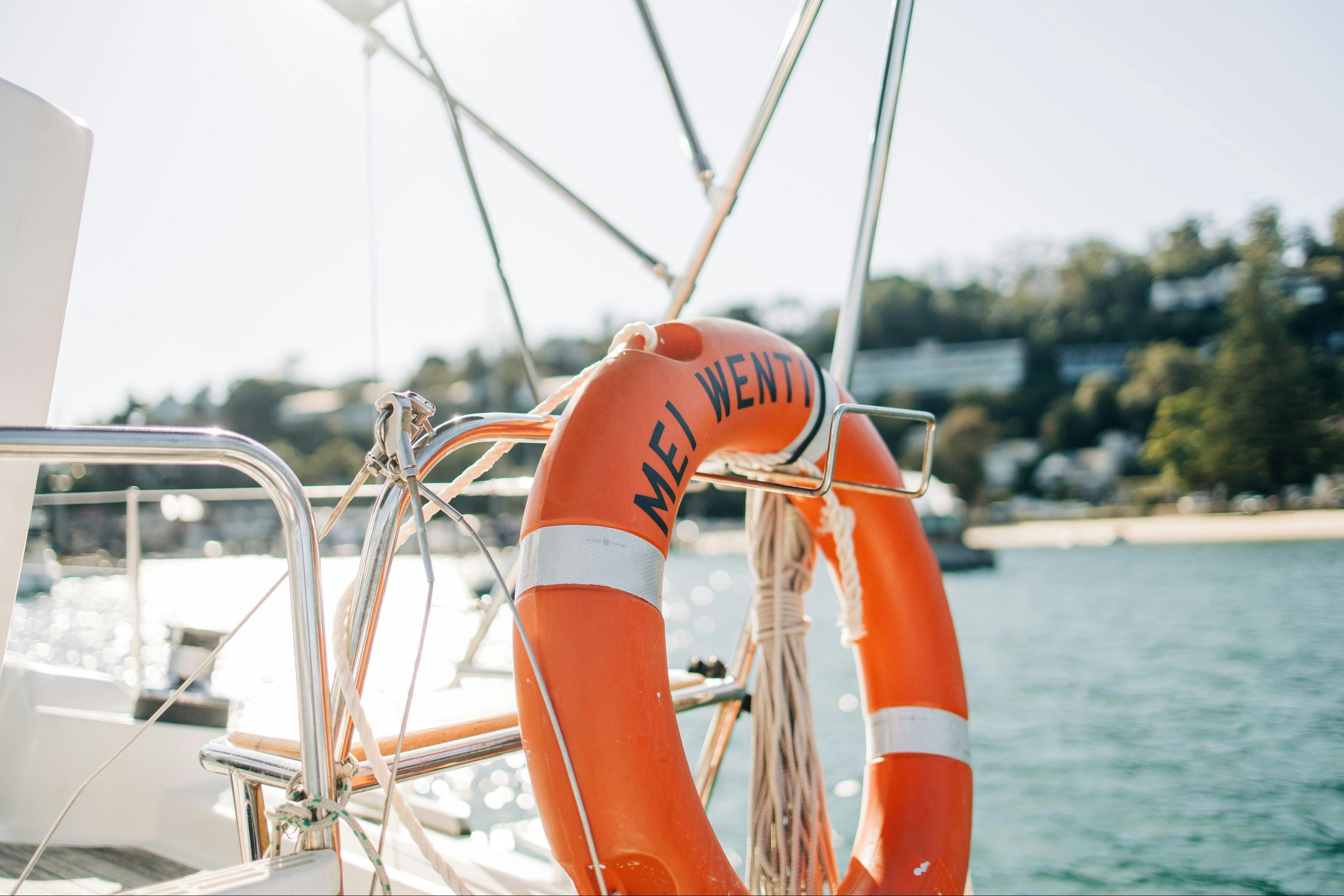 A life ring on a yacht