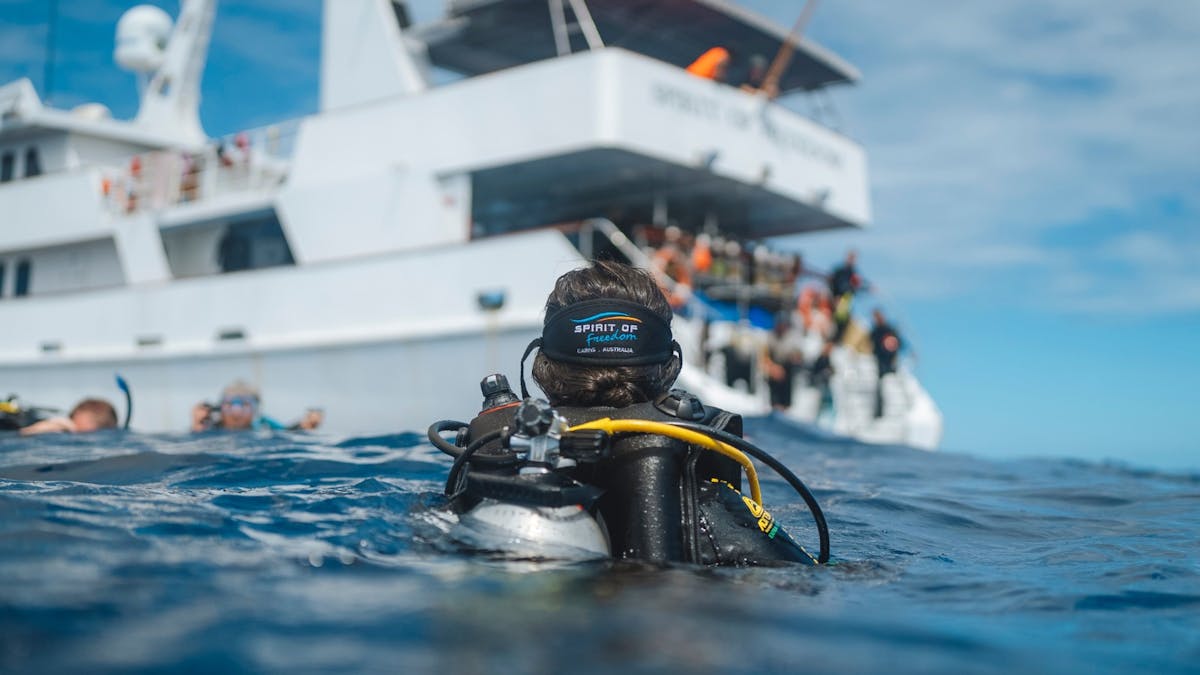 IN water shot of Spirit of Freedom