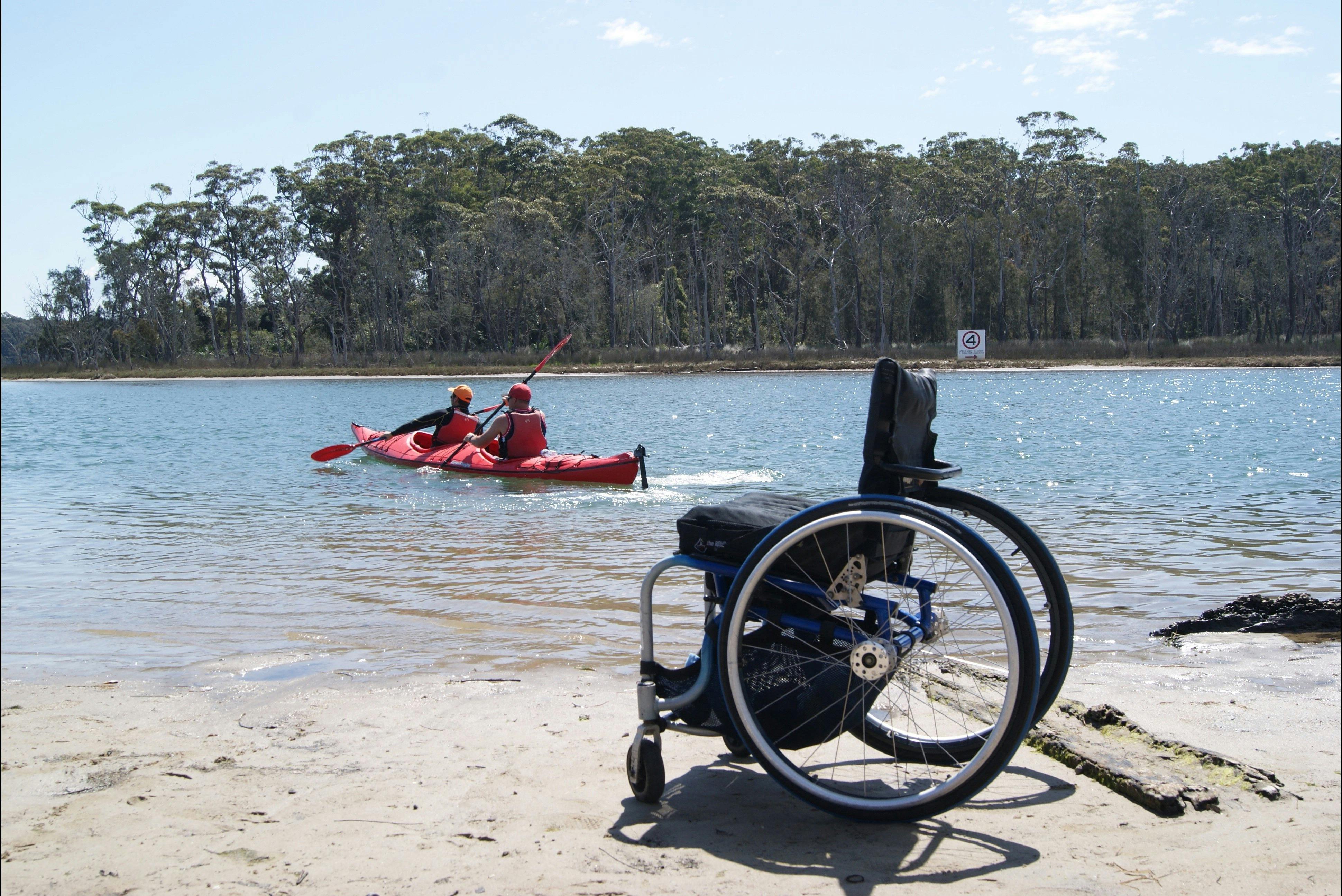 wheel chair accessable adapted kayak tour rental south durras batemans bay Murramurang National Park