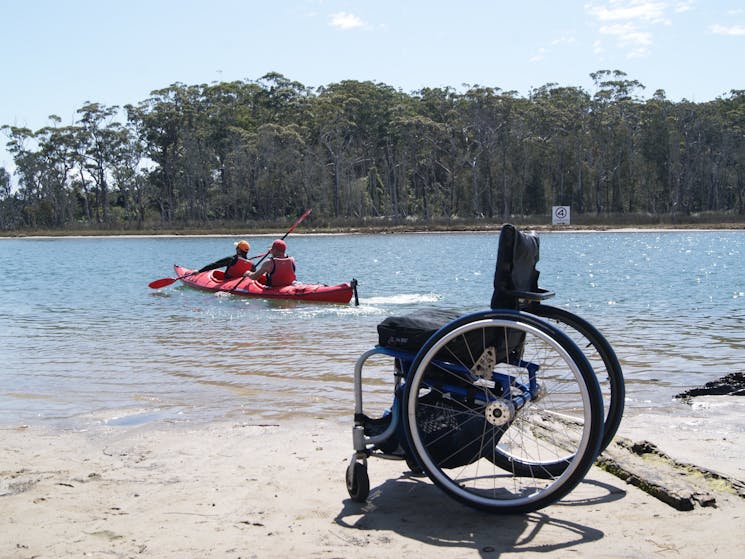 wheel chair accessable adapted kayak tour rental south durras batemans bay Murramurang National Park