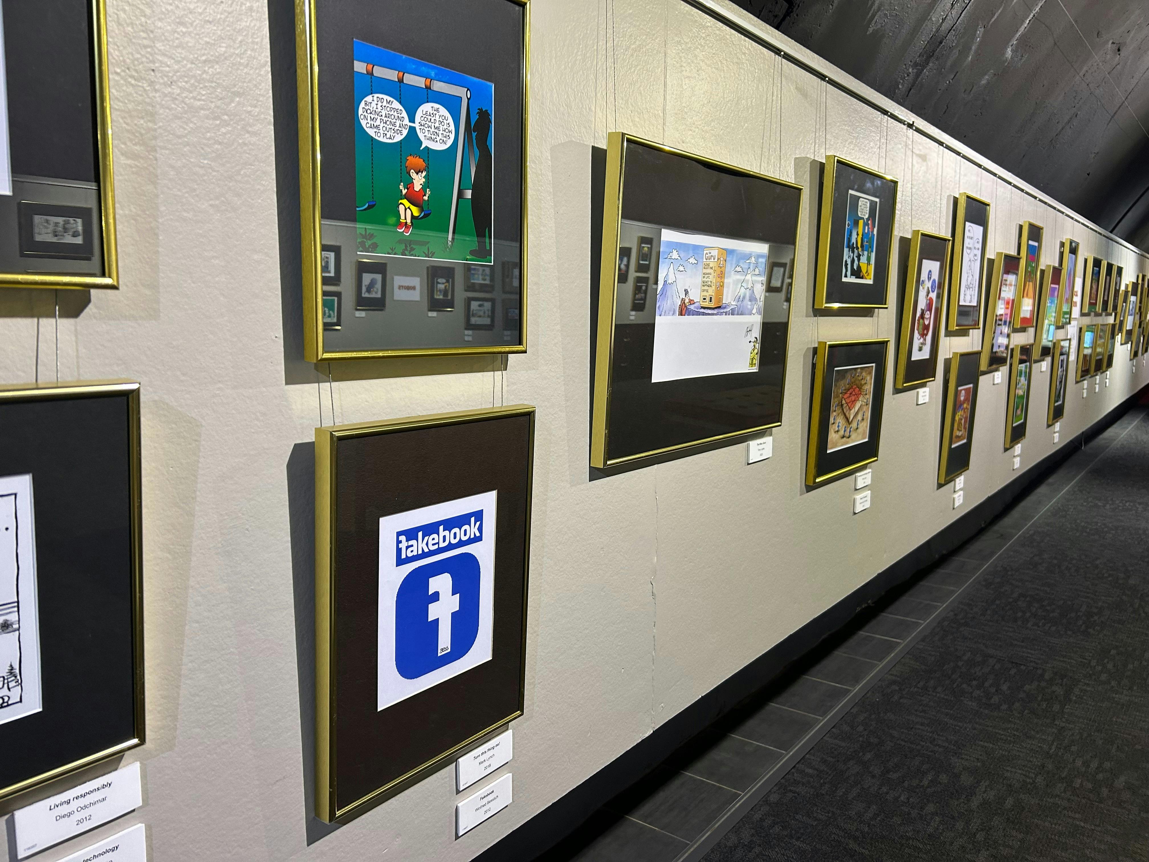 Cartoons on display as part of the exhibition