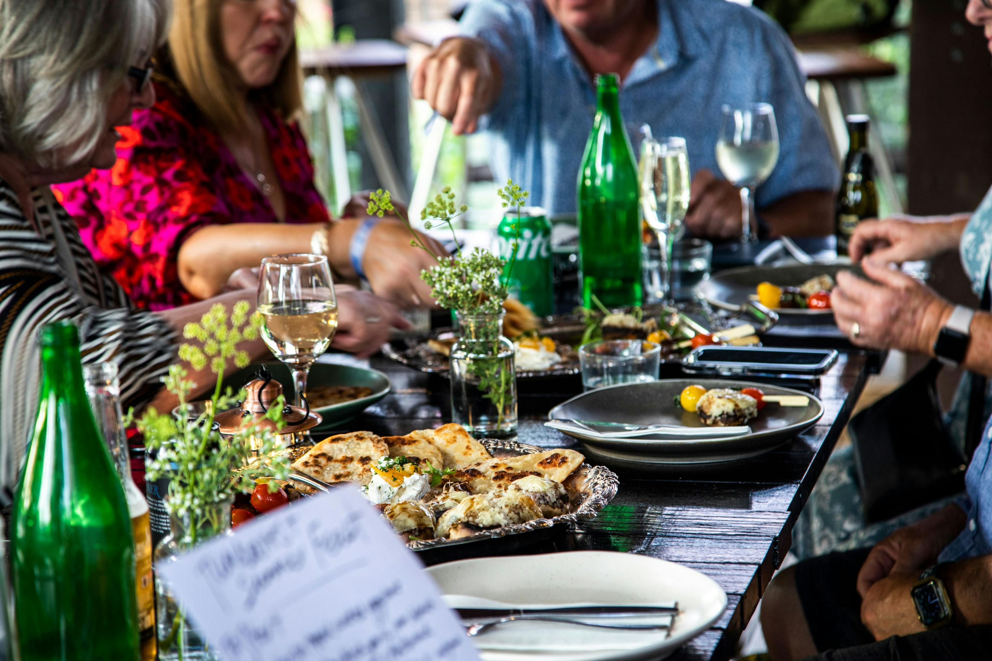 Shared feast at table