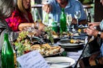 Shared feast at table