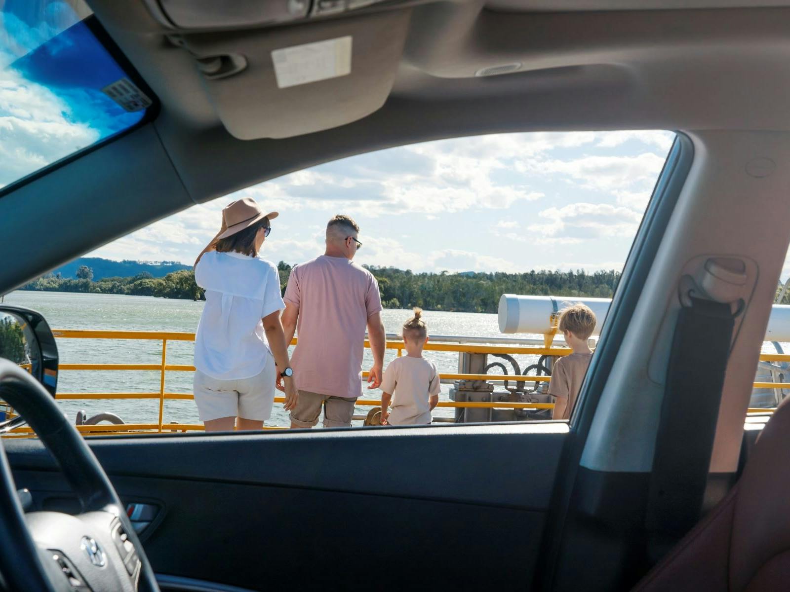 Family on ferry