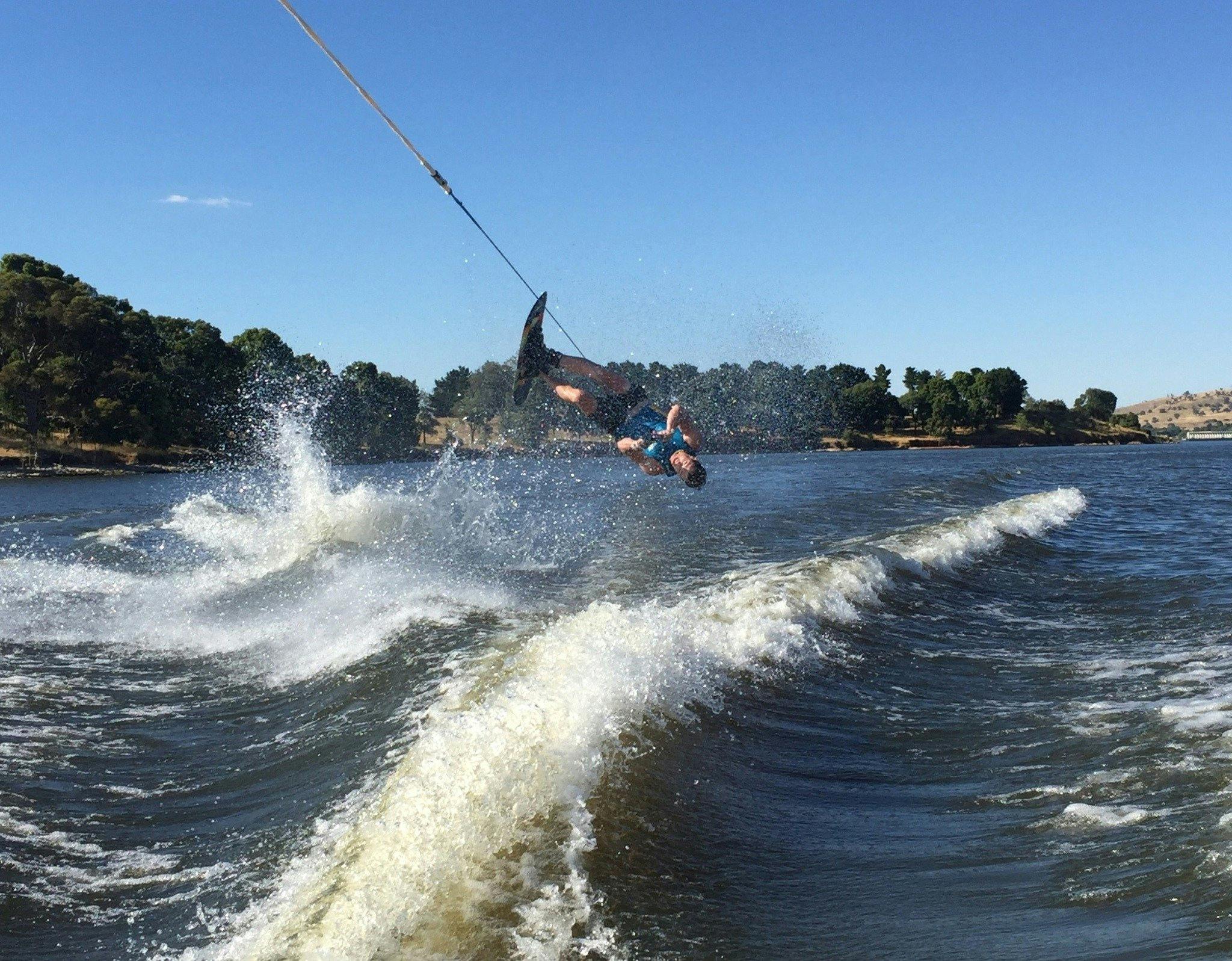 Wake boarding on Lake Hume