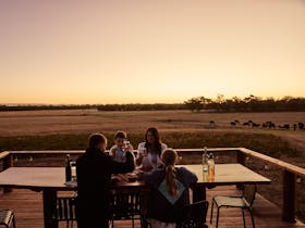 sunset family dinner fire farm kangaroos luxury