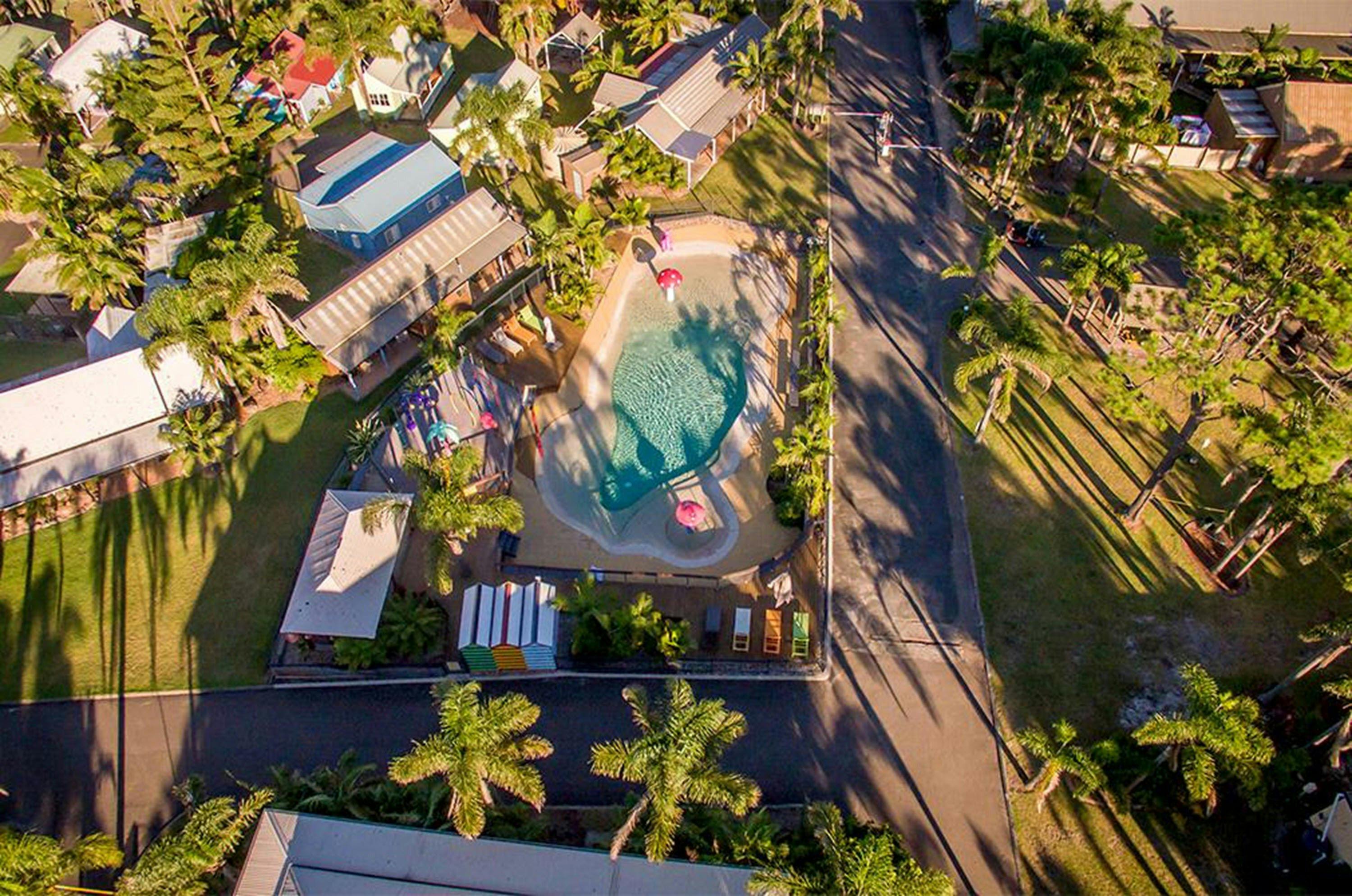 Wairo Beach Holiday Park aerial pool