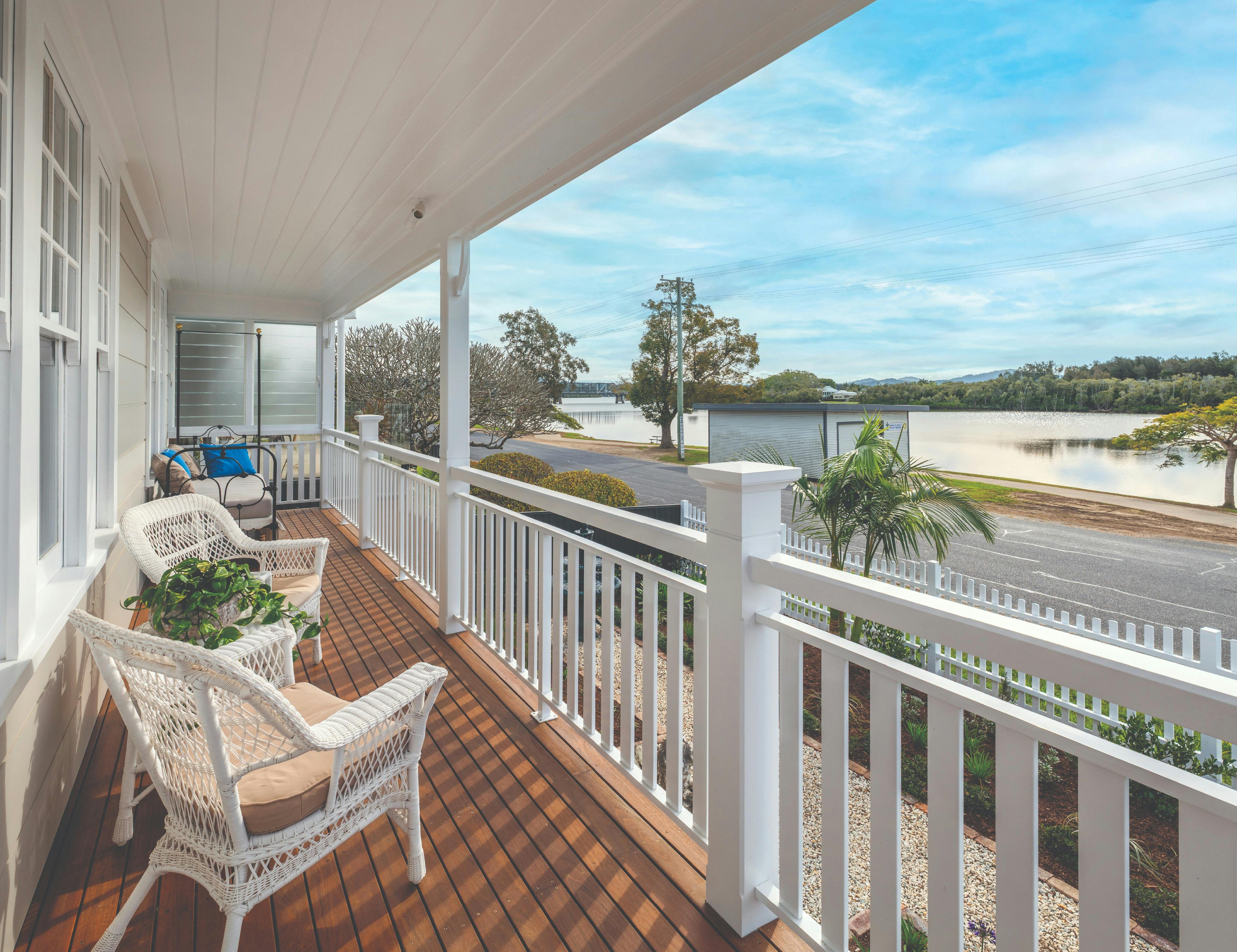The River House looks out directly onto the beautiful Nambucca River across the road .