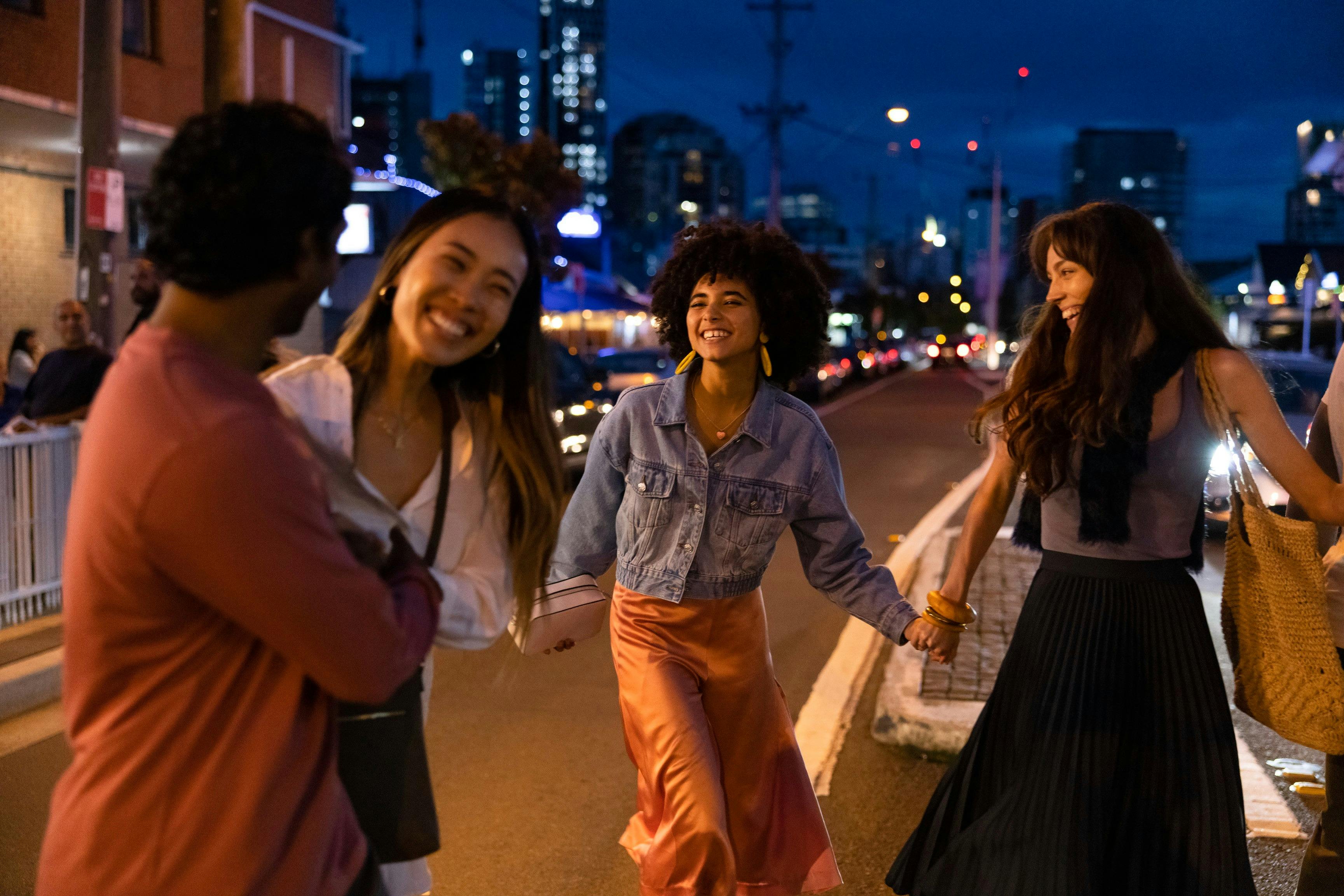 Friends walking through Little India in Harris Park