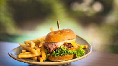 Burger and chips