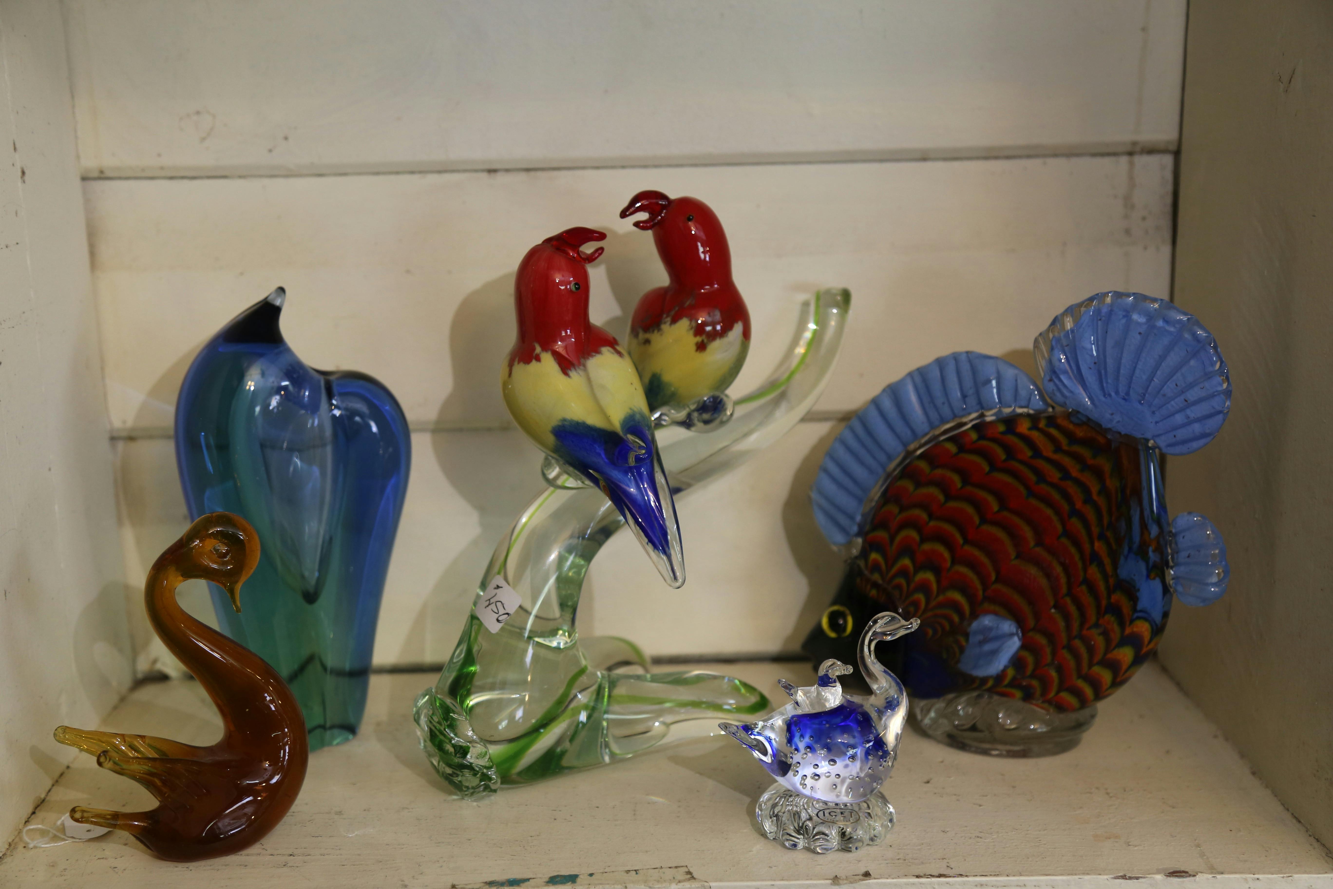 Beautiful coloured glass collecatble figurines and glassware