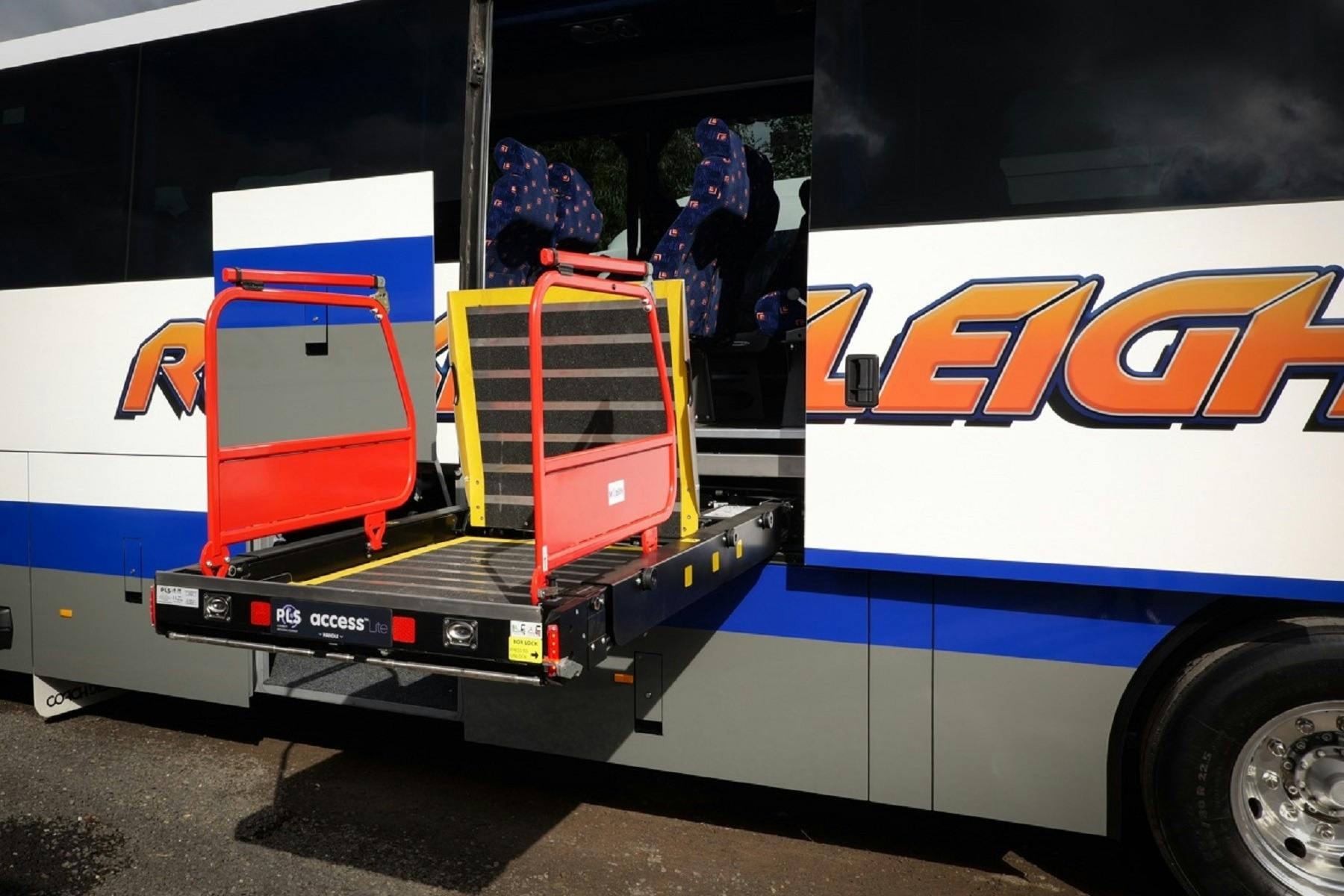 Wheel chair lift in side of Coach