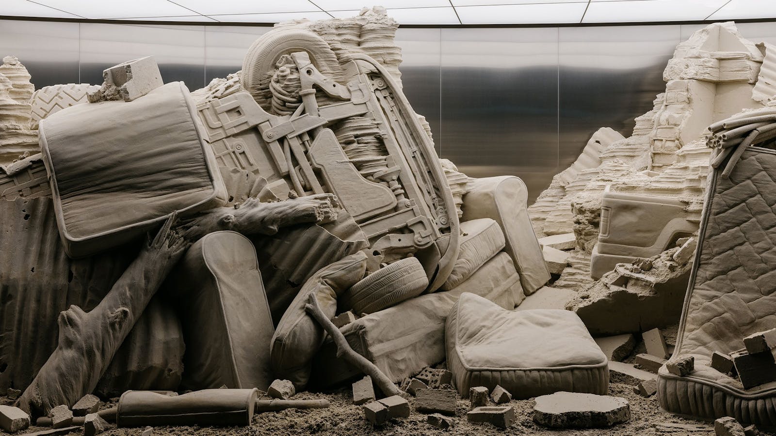 MIRRORSCAPE (detail), 2025, Théo Mercier Sand, stainless steel and glass