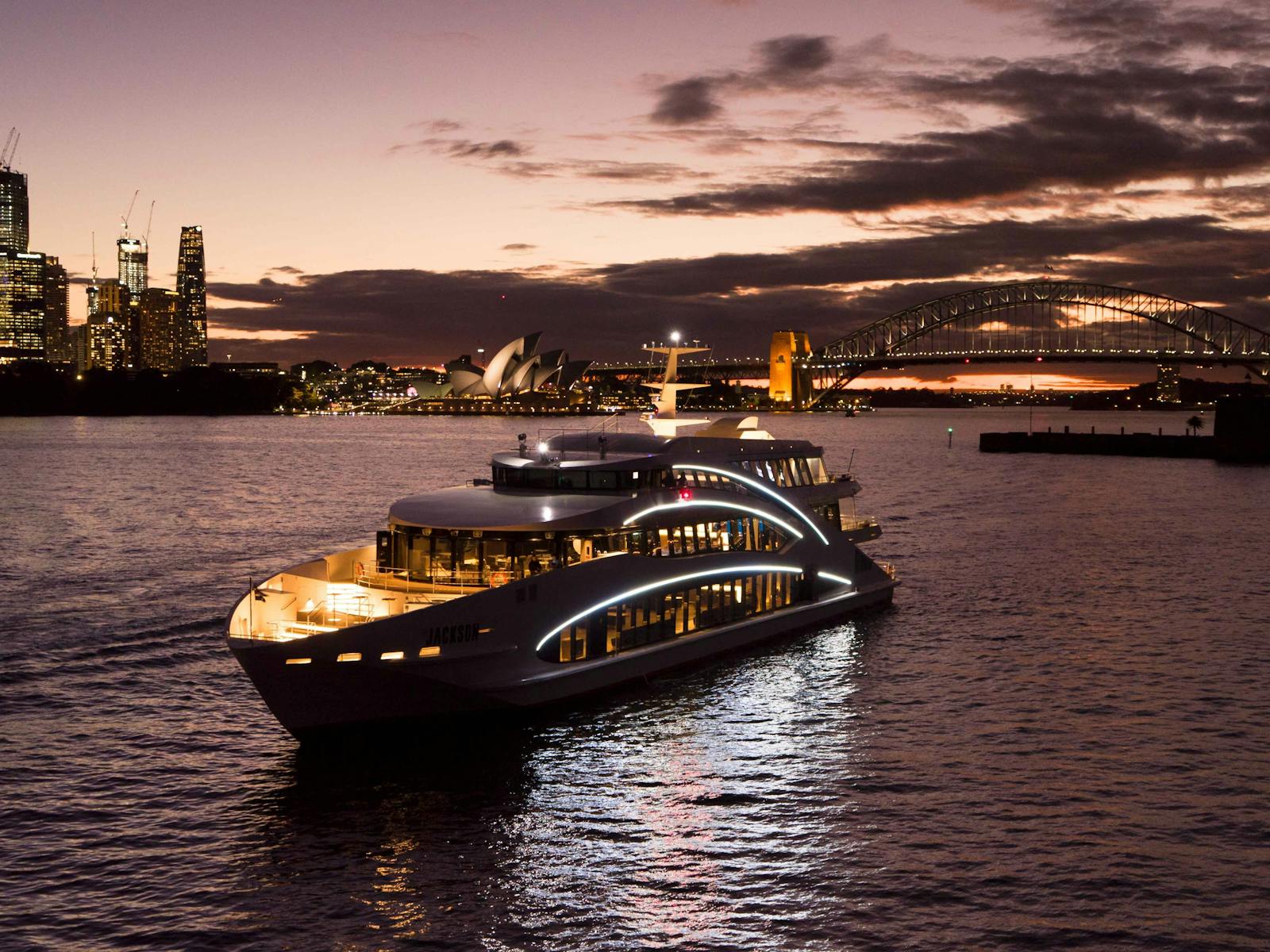 The Jackson at night on Sydney Harbour