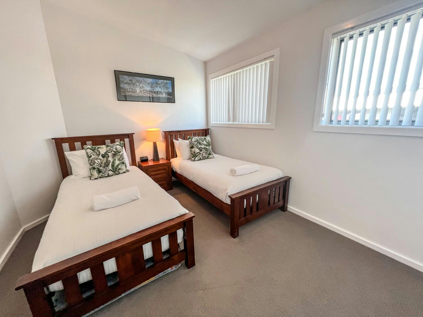 Bedroom 2 has two single beds