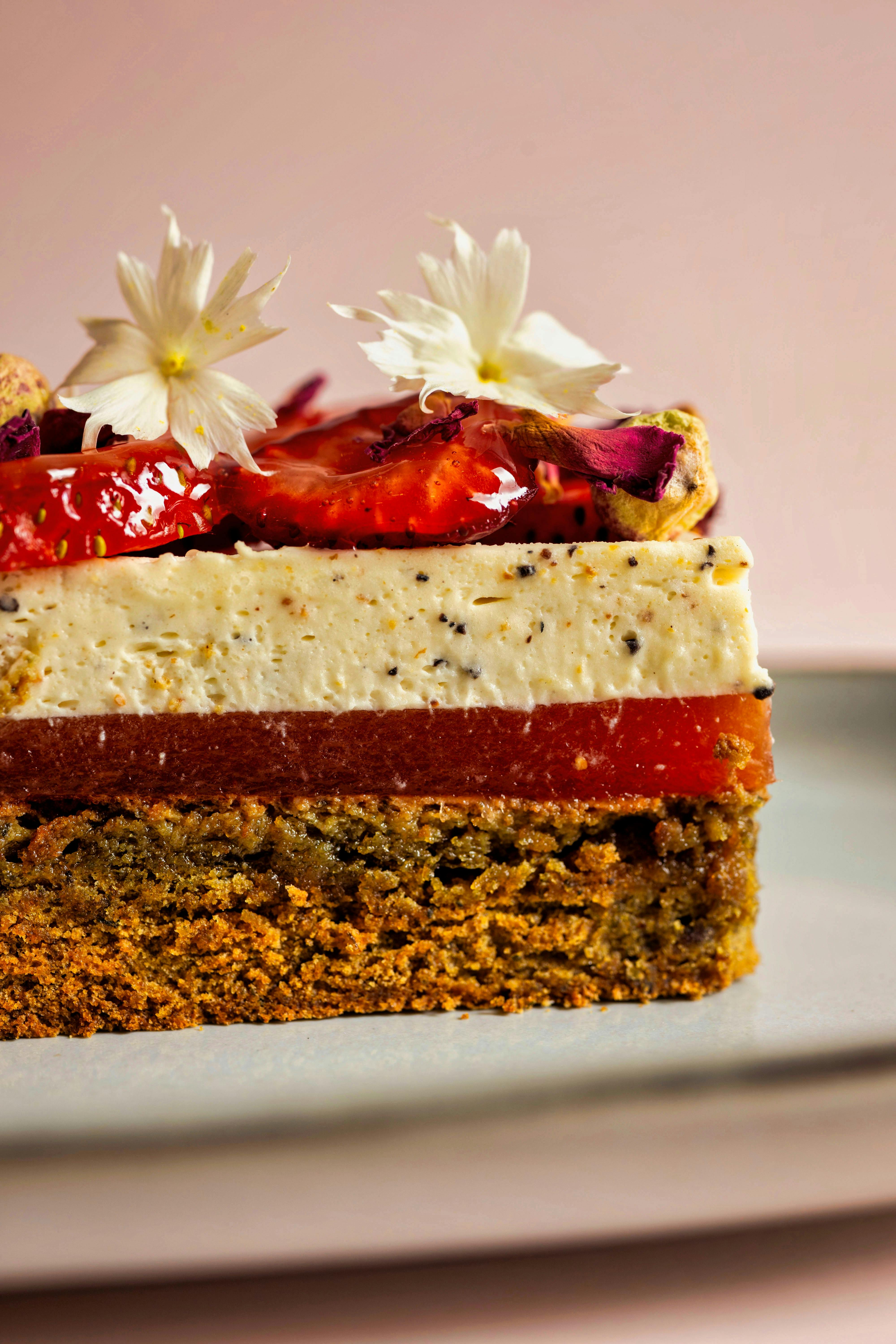 Close up of slice of Strawberry Watermelon Cake