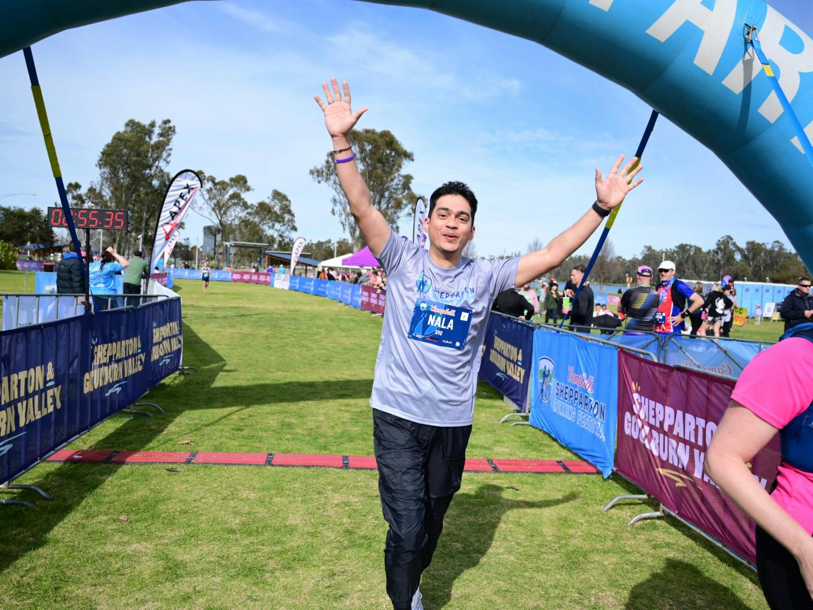Runner crossing the finish line