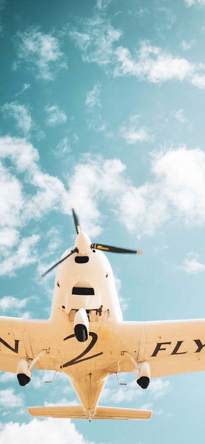 Learn2Fly aircraft photo from below pictured coming into land
