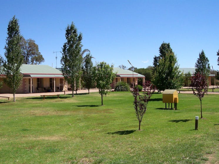 Cabins and tent area