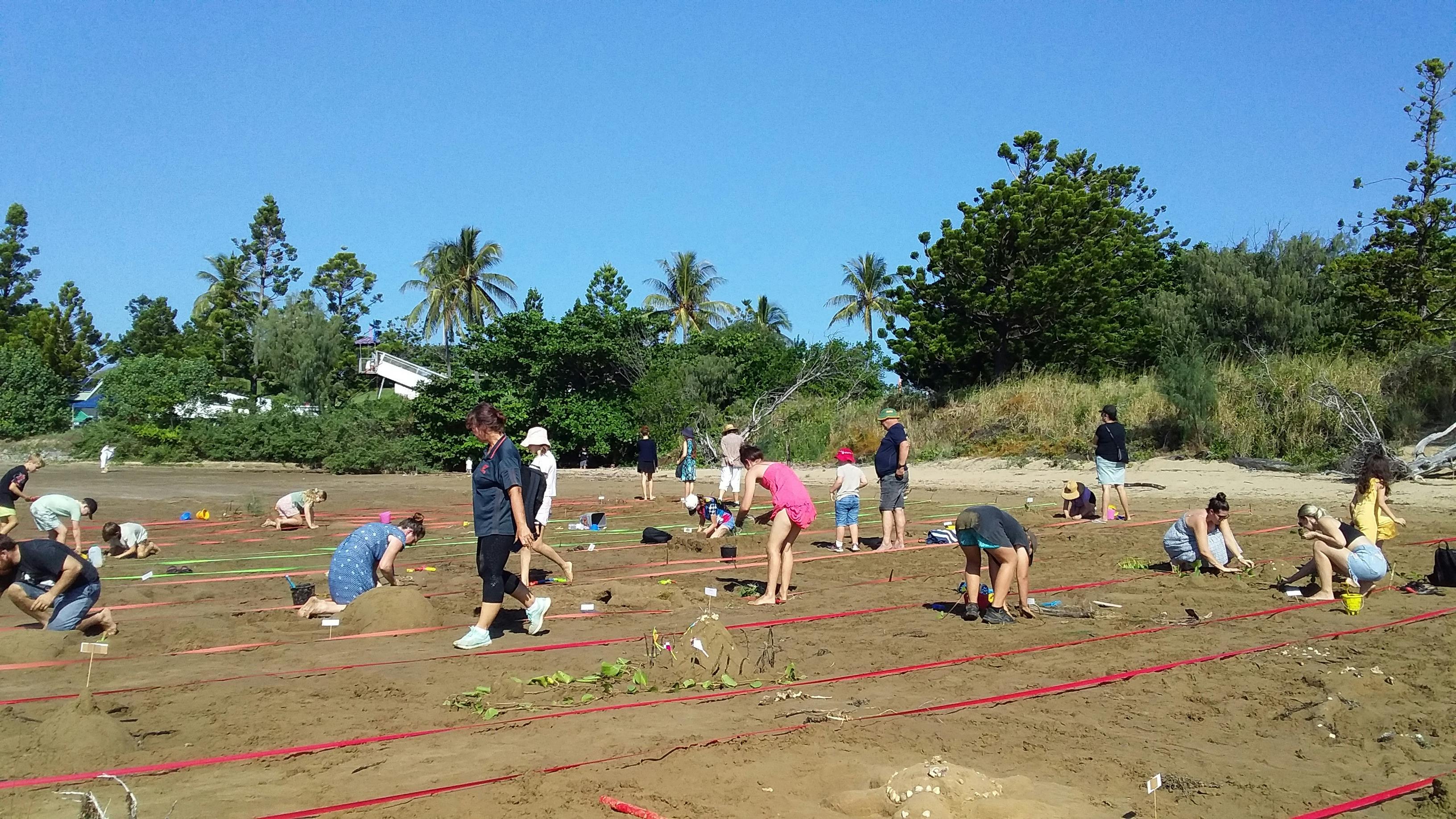 The popular sand sculpturing competition, many hands both young and old vye for the best design.