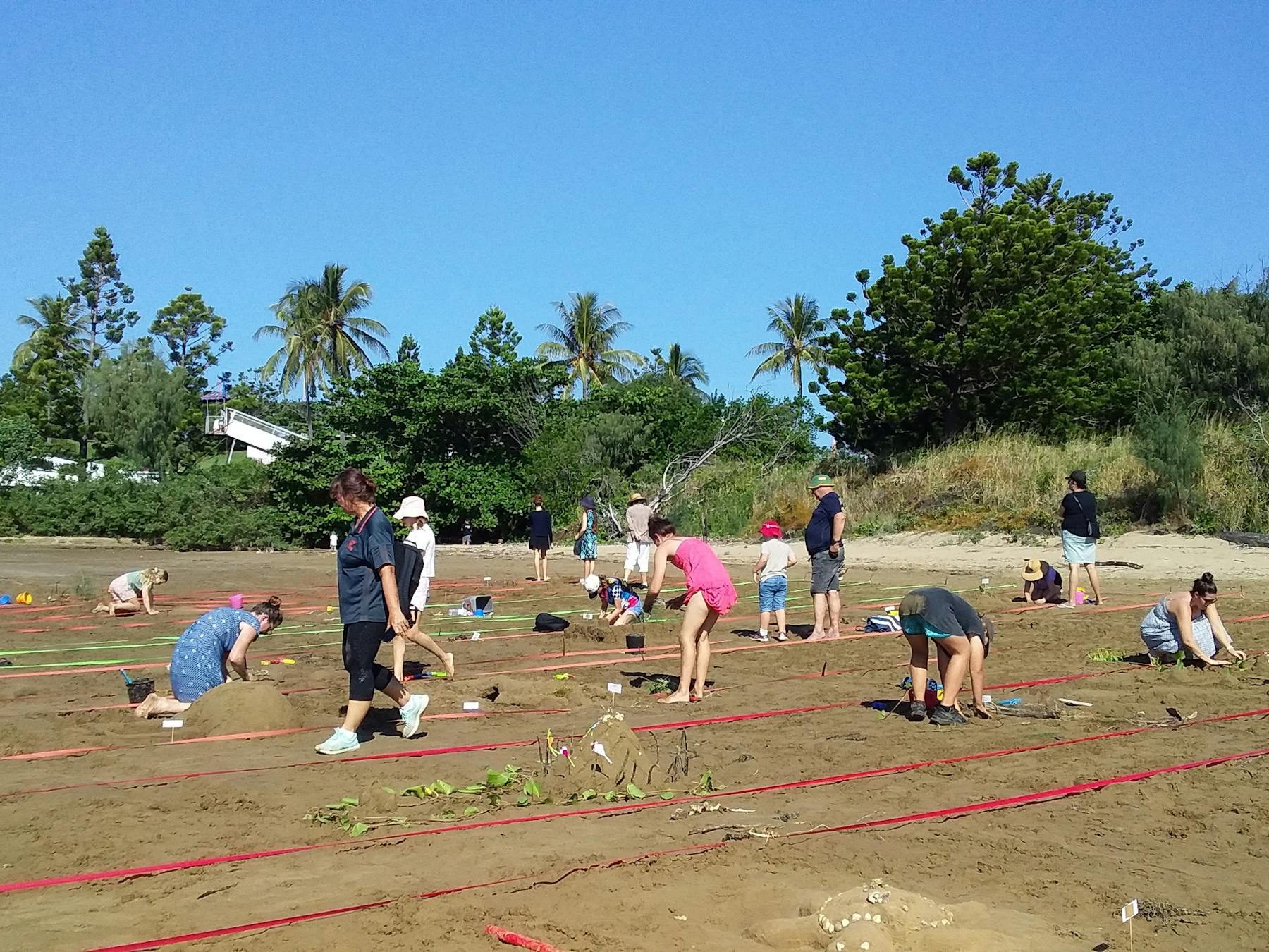 The popular sand sculpturing competition, many hands both young and old vye for the best design.
