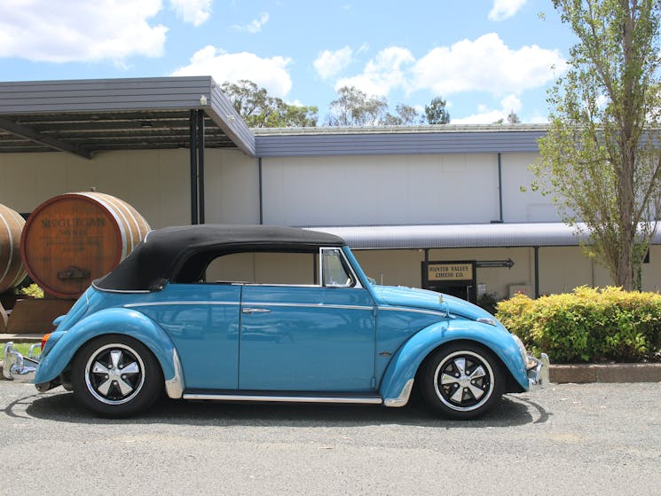 Twisted Vine Unique Tours - Mcguigan Wines in Joycie 67 VW Beetle Karman Cabriolet