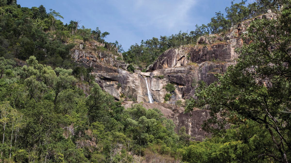Jourama Falls, cliff face and surrounding forest.