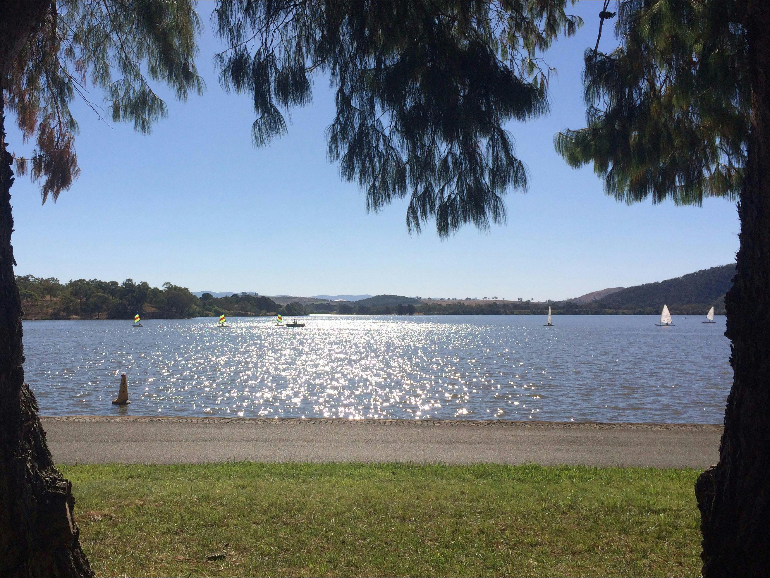 Views across Lake Burley Griffin to the Brindabella Ranges