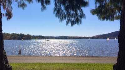 Views across Lake Burley Griffin to the Brindabella Ranges