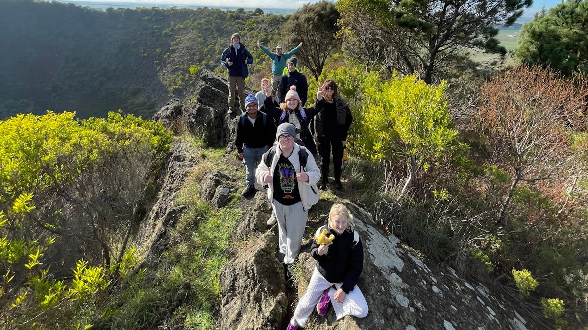 Participants enjoying a guided nature walk through Australian bushland